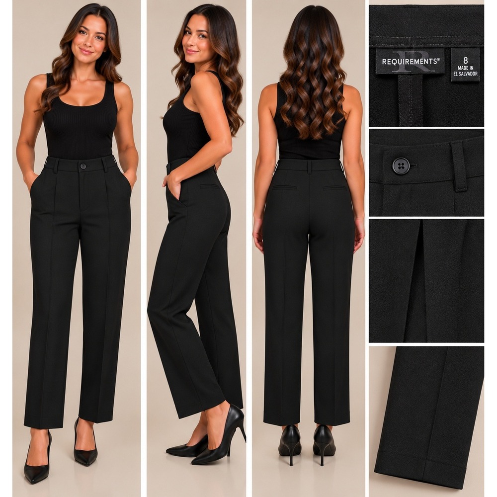 Requirements Dress Pants Womens 8 Black Office Siren Quiet Luxury Straight Leg